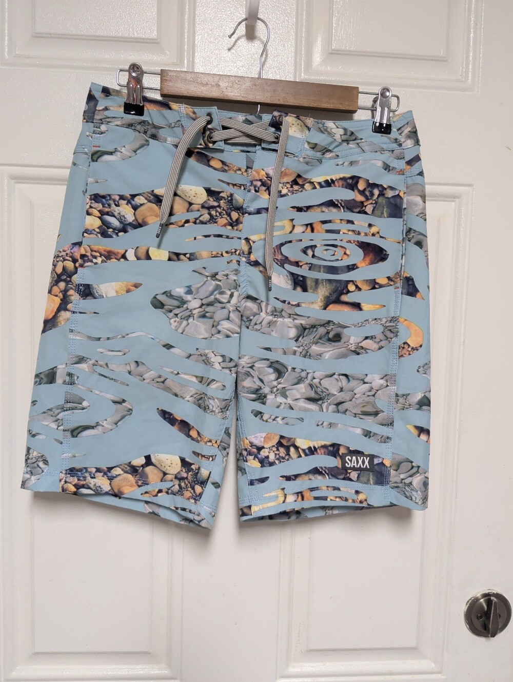 SAXX Betawave 19" 2N1 Board Shorts Trunks Men's Blue Size 28 Pockets Liner